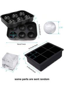 2 Peças/Conjunto Bandeja De Cubo De Gelo Com Silicone Gelo Bola Bolores , 4.5Cm Redondo E 5Cm Grande Quadrado Cubo De Gelo Bolores Com Tampa
