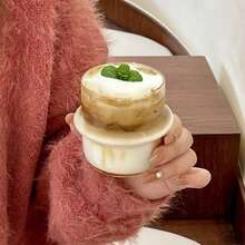 1入組高硼硅玻璃創意帽子造型玻璃杯，簡約透明咖啡杯女士水杯