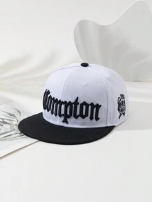 帶Compton英文字母刺繡的中性嘻哈帽，可調節頭圍棒球帽，個性化戶外帽子，日常使用 - A - 查看 4