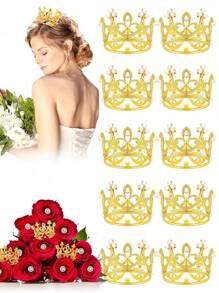 6 piezas Mini coronas con forma de corona con perlas, perfectas para decoraciones de fiesta de cumpleaños, regreso a la escuela, Día de San Valentín