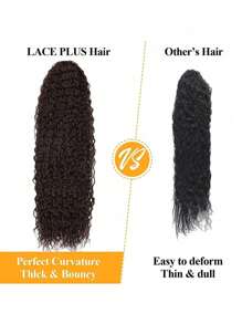 Clip de cola de caballo rizada marrón de 22 pulgadas de largo con peluca de cola de caballo sintética con cordón, onda de agua, peluca de cola de caballo afro para mujer - Marrón - Ver 6