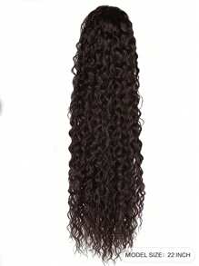 Clip de cola de caballo rizada marrón de 22 pulgadas de largo con peluca de cola de caballo sintética con cordón, onda de agua, peluca de cola de caballo afro para mujer - Marrón - Ver 2