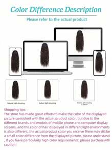 Clip de cola de caballo rizada marrón de 22 pulgadas de largo con peluca de cola de caballo sintética con cordón, onda de agua, peluca de cola de caballo afro para mujer - Marrón - Ver 11