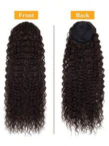 Clip de cola de caballo rizada marrón de 22 pulgadas de largo con peluca de cola de caballo sintética con cordón, onda de agua, peluca de cola de caballo afro para mujer - Marrón - Ver 3