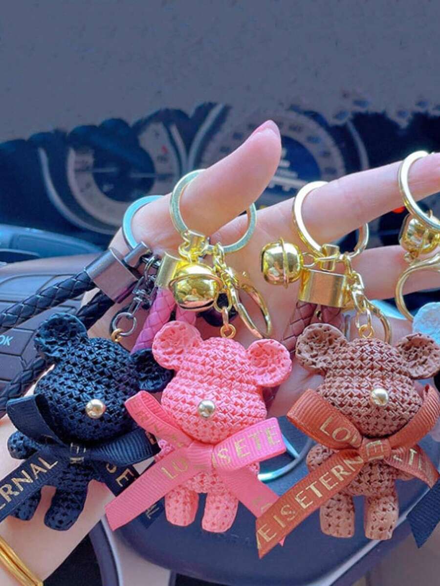 1 Móc khóa hình chú gấu dễ thương, phụ kiện ba lô và túi xách hoàn hảo dành cho nữ! Móc khóa xe búp bê nhựa hoạt hình, mặt dây chuyền túi búp bê gấu thời trang và dễ thương