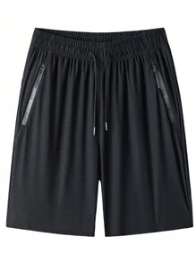 Summer Boyfriend Style Men Shorts, Quick-Drying Knee-Length Sports Shorts For Boyfriend Style Men, Wide-Leg Plus Size Five Pants - Black - View 2
