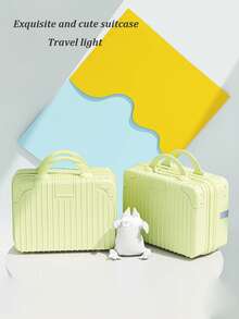 Portable Mini Makeup Case, Small Luggage, Carry-On Box For Travel Essentials - Yellow - View 2