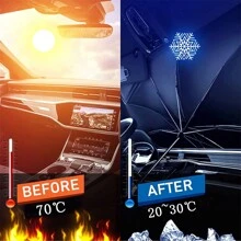 Parasol para Parabrisas de Coche,cubre sol para auto, Plegable Parasol Coche Delantero Protector con Anti UV Rayos, Parasol para Parabrisas Protección, Parasol para Parabrisas Automotriz Universal - Negro - Ver 5
