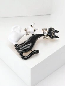 1pc Fashionable Enamel Cat Brooch Suitable For Women's Daily Wear - Cat - View 4