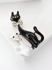 1pc Fashionable Enamel Cat Brooch Suitable For Women's Daily Wear - Cat - View 3