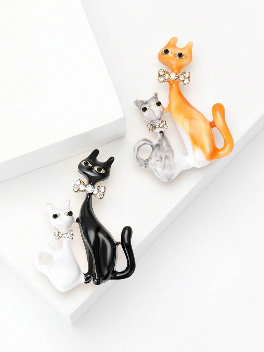 1pc Fashionable Enamel Cat Brooch Suitable For Women's Daily Wear - Cat - View 1