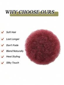 1 pieza de chongo afro rizado rojo vino con cordón para mujeres con cabello corto africano retorcido, extensiones de cabello sintético con apariencia natural para peinados elevados y cola de caballo para niñas - Burdeos - Ver 7