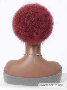 1 pieza de chongo afro rizado rojo vino con cordón para mujeres con cabello corto africano retorcido, extensiones de cabello sintético con apariencia natural para peinados elevados y cola de caballo para niñas - Burdeos - Ver 2