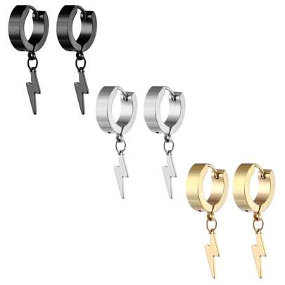 Lightning Bolt Earrings, Stainless Steel Material, Unisex, Available In Silver/Gold Color, Suitable For Women And Girls, An Excellent Gift For Them