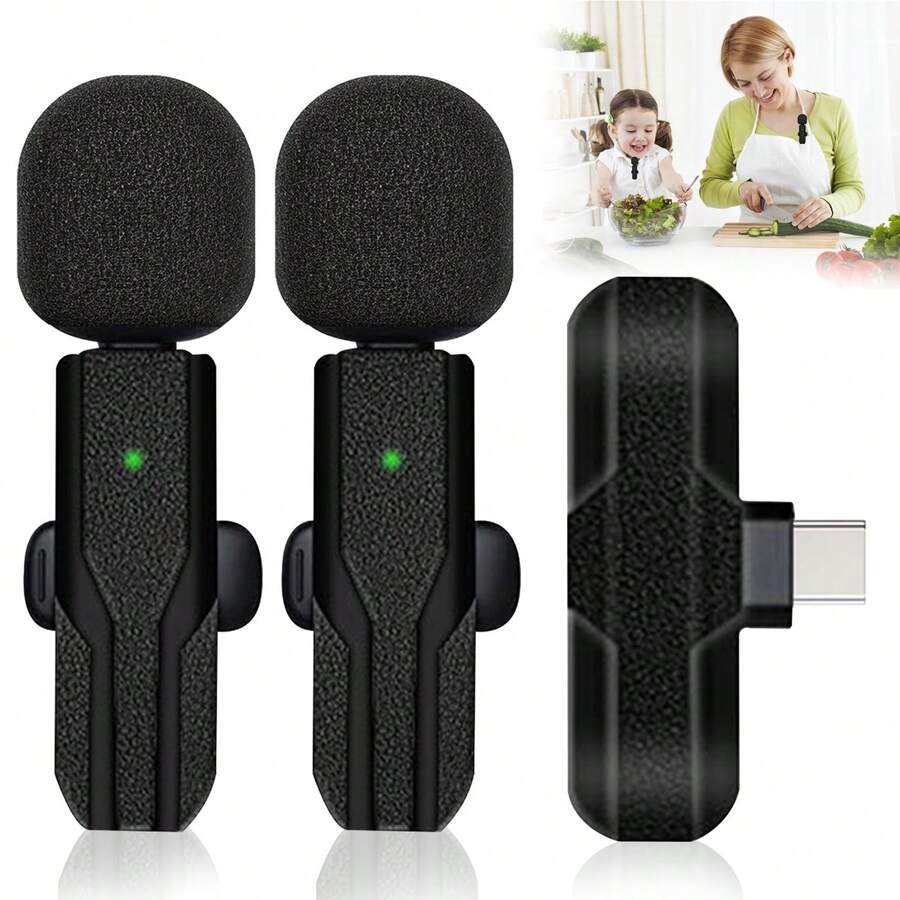 專業無線Lavalier領夾式麥克風，兼容iPhone、iPad-無線全向電容錄音麥克風，適用於採訪視頻播客Vlog - A8-領夾麥 - 查看 1