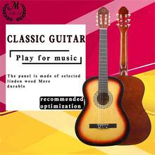 Guitarra clásica de 39 pulgadas con cuerdas de nylon y tamaño completo, guitarra acústica redondeada para principiantes, estudiantes y adultos - Multicolor - Ver 8