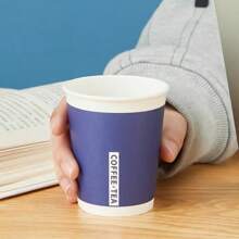 50入厚身咖啡杯，奶茶杯，果汁杯，熱飲杯，可重複使用的家用、餐廳、旅店、辦公室、野餐、派對和聚會餐具 - 紙杯藍[coffee] - 查看 2