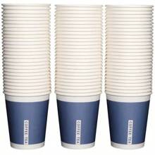 50入厚身咖啡杯，奶茶杯，果汁杯，熱飲杯，可重複使用的家用、餐廳、旅店、辦公室、野餐、派對和聚會餐具 - 紙杯藍[coffee] - 查看 3