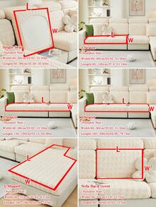 1入夾綿萬能沙發坐墊套，現代風格寵物友好型彈性沙發套，純色沙發床單沙發保護套，適用於L型轉角沙發和1/2/3/4人座沙發（分開售賣） - 米色 - 查看 4