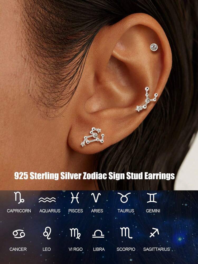 Set di orecchini a stella - Orecchini celesti - Set di orecchini in argento sterling - Set di orecchini Huggie - Regalo per lei - Migliore amica - Orecchini di tutti i giorni - Italia