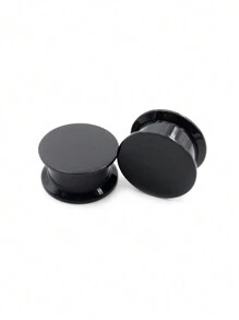 2 Peças Plugues de Túnel de Orelha Pretos de Acrílico com Rosca Interna e Duas Abas Estilo DIY de 3-24mm, Dilatadores, Joias Corporais para Piercing