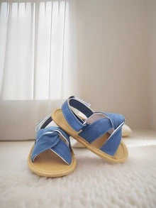 1 par Sandalias modernas y cómodas con diseño de mariposa para bebés, adecuadas para el verano - Azul - Ver 3
