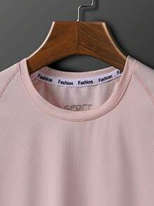 Women's Short Sleeve Round Neck Tee With Hem Letter Prints Casual Sports 3pcs Pack (Light Pink+Blue+White) Basic T Shirt Summer - Baby Pink - View 7