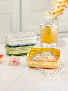 3入組冰格，帶蓋硅膠球形製冰盒和大方形冰模，適用於製作飲料和食品儲存，適用於硅膠冰汁糖果模具，可重複使用並附漏斗，多功能家用製模具