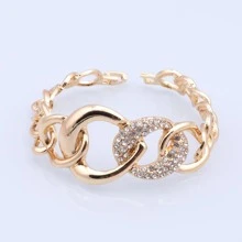 1 Set Luxury Dubai Gold Plated Rhinestone Necklace, Earrings, Bracelet, Ring Jewelry Set, Suitable For Women Wedding, Ball, Party, Daily Wear