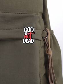 1pc "God Is Not Dead" Personalized Text Brooch Pin, Fashionable Red Cross Design Badge - Multicolor - View 3