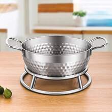 1入不鏽鋼鍋持架，隔熱墊，可防滑的鍋墊，適用於平底鍋、蒸鍋、火鍋、煎鍋等，耐熱的圓形架，適合於廚房收納，節省空間，多功能組織者。 - 銀色 - 查看 9