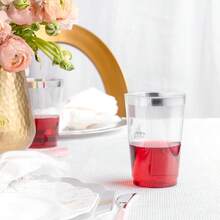 20 chiếc cốc tái sử dụng có viền màu bạc 300ml, thích hợp cho đám cưới, lễ tạ ơn, Giáng sinh, Halloween, bàn ăn, tiệc tùng, v.v. - Bạc - Xem 5