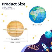 8 件/套 10 英寸和 12 英寸行星纸灯笼装饰，8 大行星主题派对挂饰，宇航员主题生日派对灯笼 - 彩色 - 查看 5