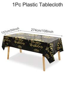 1 pezzo Tovaglia monouso nera e dorata con tema per 18°, 21°, 30°, 40°, 50°, 60°, 70° compleanno per decorazione di feste, raduni, Natale