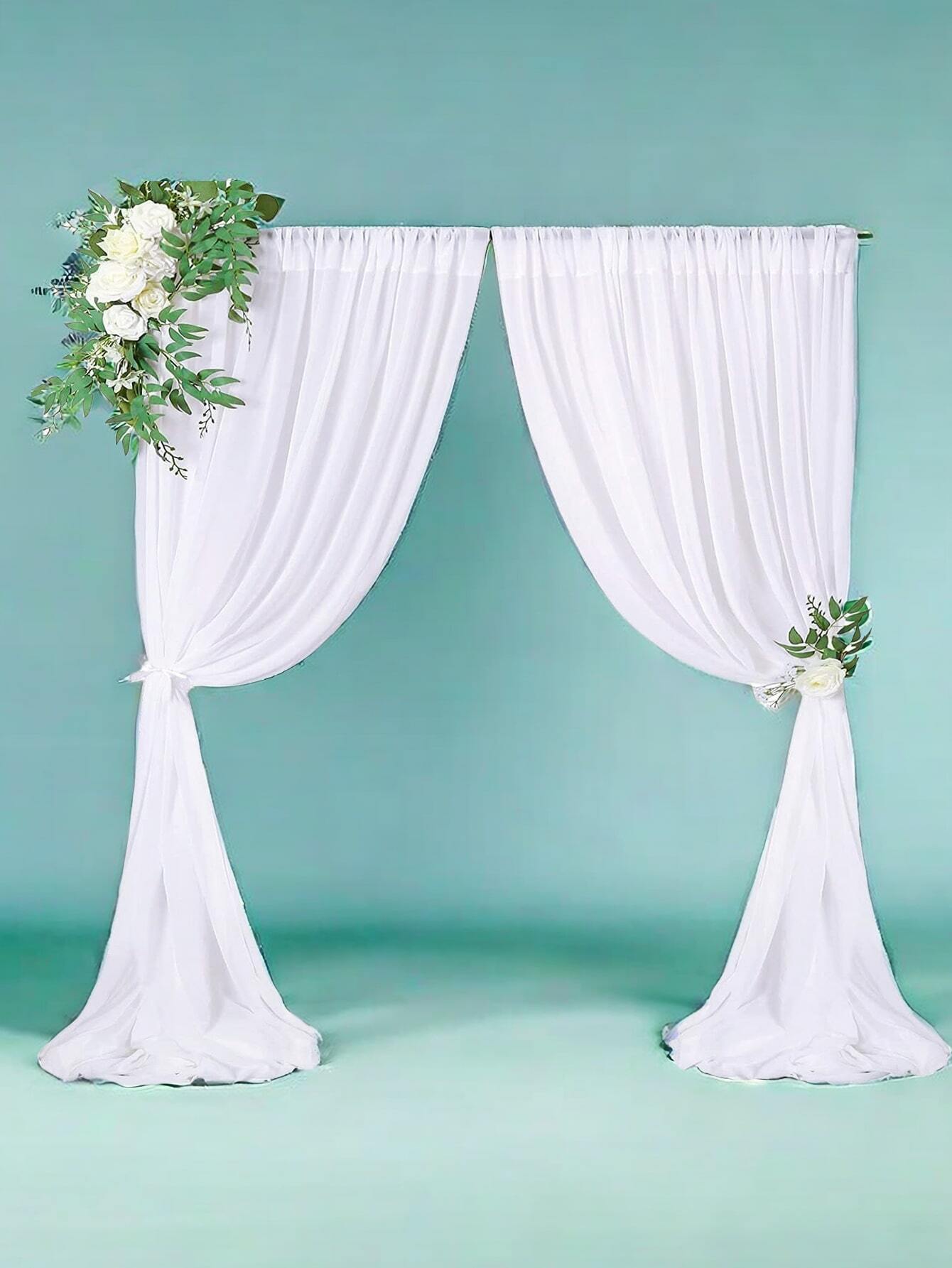 1 Pieza Cortinas De Fondo Blanco Para Arco De Boda Tela De Cortina 1-pieza-cortinas-de-fondo-blanco-para-arco-de-boda-tela-de-cortina