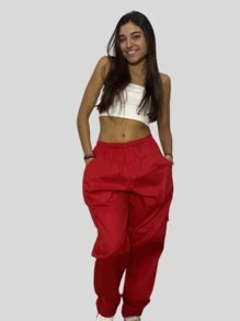 Women Pants - 紅色 - 查看 2