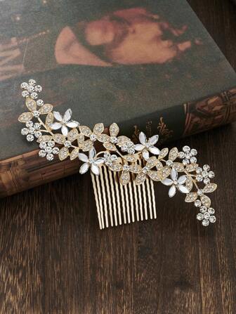 1pc Bridal Hair Accessories With Alloy And Crystal Rhinestones, Fashionable Hair Comb For Wedding Party And Photo Shoots, Ancient Style Updo Hair Comb Valentine's Day