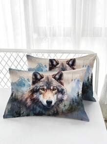 3pcs Wolf King Animal Duvet Cover Set (1 Duvet Cover Without Comforter + 2 Pillowcases Without Pillow Core), High-Definition Print For Home, Dorm