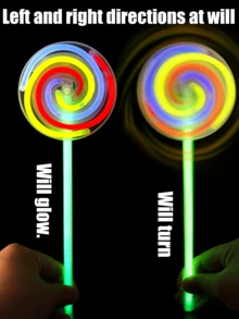 1 Đồ chơi que phát sáng hình kẹo mút có thể xoay được với thiết kế cối xay gió, lắc để kích hoạt, đi kèm với đĩa kẹo và 4 que phát sáng màu ngẫu nhiên - Món quà hoàn hảo cho bạn bè! - Nhiều màu - Xem 3
