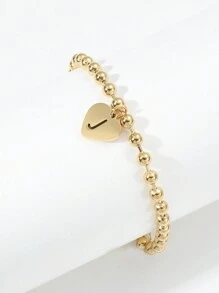 Vòng tay hạt chữ cái đầu 26 chiếc, Vòng tay chữ cái hình trái tim bằng thép không gỉ màu vàng dùng để đeo hàng ngày cho ngày lễ tình nhân, mẹ, mẹ, ngày của mẹ, quà tặng - Nhiều màu - Xem 30