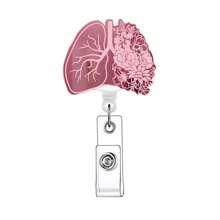1pc Mirror Effect Acrylic Inspiration Quotes Funny Badge Reel Retractable ID Tag Card Holder With Clip For Nurse, Work, Office Workers Back To School - Pink - View 15