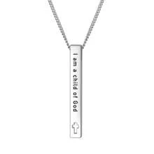 Christian Bible Verse Bar Necklaces For Women,  Faith Inspirational Birthday Jewelry Gift - Silver - View 9