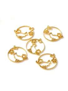 5pcs Cat Border Resin Molds, Silicone Geometric Hollow Metal Frame Bezel, Epoxy Resin Molds Pendant For DIY Jewelry Making - Yellow Gold - View 7
