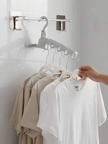 Có thể gập lại Di Động Móc Treo Quần Áo Phơi Móc Treo 5 Lỗ Đa Năng, Dụng Cụ Sấy Đồ Giặt - Màu Xám nhạt - Xem 12