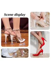 1pair Heel Protectors For Shoes- Stops Sinking Into Grass,Heel Caps For High Heels,Clear - Transparent - View 3