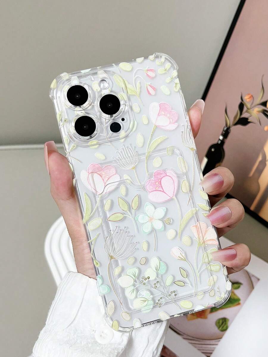 1个简约高透明TPU四角防摔插卡式手机壳,兼容、红米、三星Galaxy、Pixel等手机,国际版,非国内版 - 彩色 - 查看 1