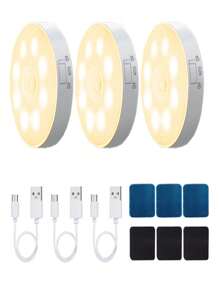 1 pieza/3 piezas/6 piezas Luz con sensor de movimiento, luz nocturna, luz de escalera, regalo creativo, lámpara de mesita de noche con 8 LED, luz nocturna recargable por USB, lámpara para estantería de estudiante (250mAh) - Multicolor - Ver 10