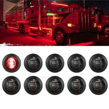 10pcs Smoked 3/4" 12V Round LED Side Marker Lights For Trailer Truck RV Round Side Lamp - Red - View 1
