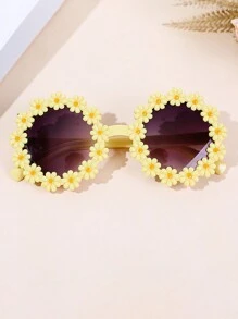 6PCS/3pcs/1PC Daisy Shaped Kids Fashion Eyeglasses For Boys And Girls, Cute Regular Eyeglasses For Babies, Great Regular Eyeglasses For Flower Party - White+Yellow+Pink - View 8