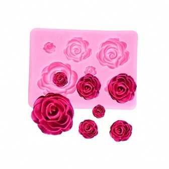 1pc Mini 7pcs Rose Flower Baking Decoration Mold For Cake, Chocolate, Cookie
